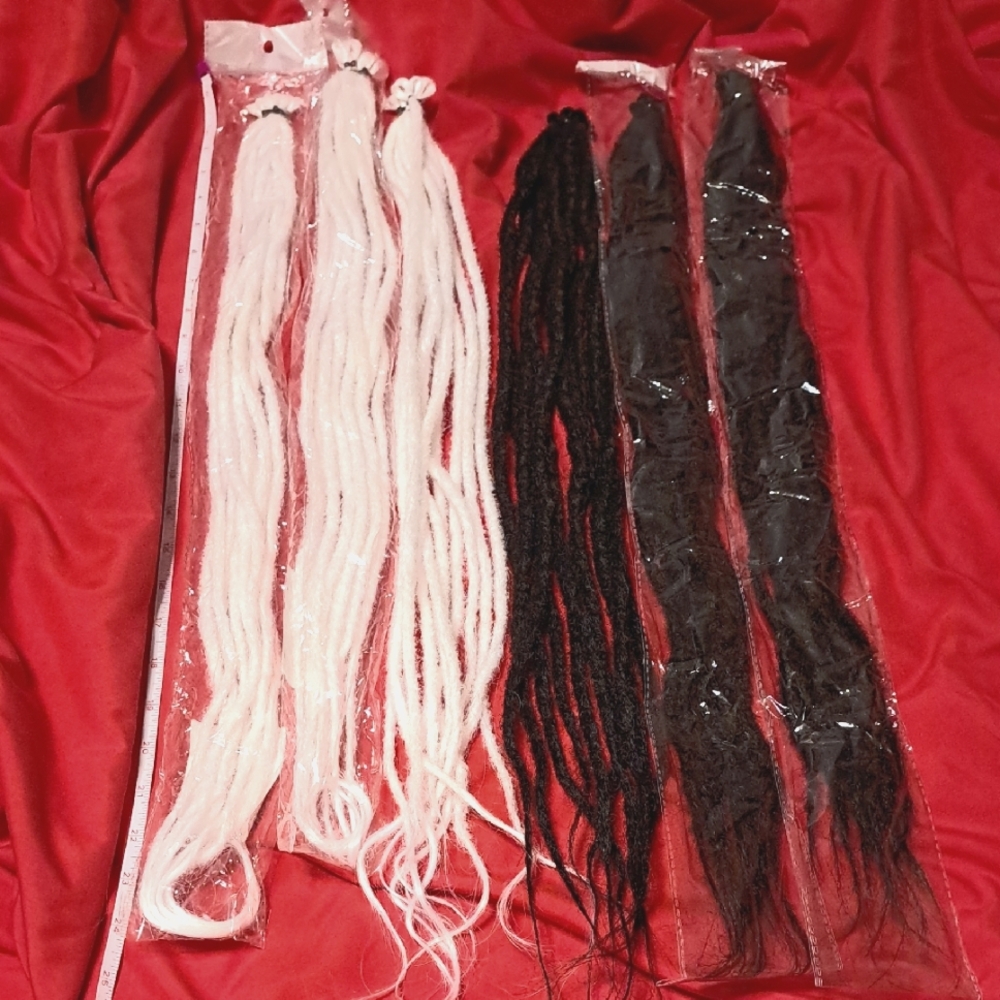 NEW Beautiful SET of NEW Black & White Dreads/Ombre Gray.      SET #1